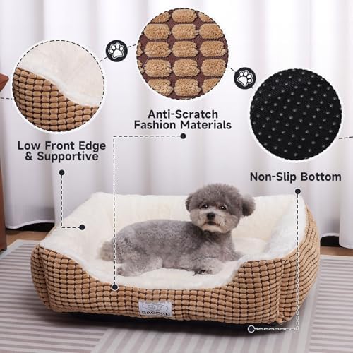 Calming Rectangle Dog & Cat Bed, Small, 20", Coffee