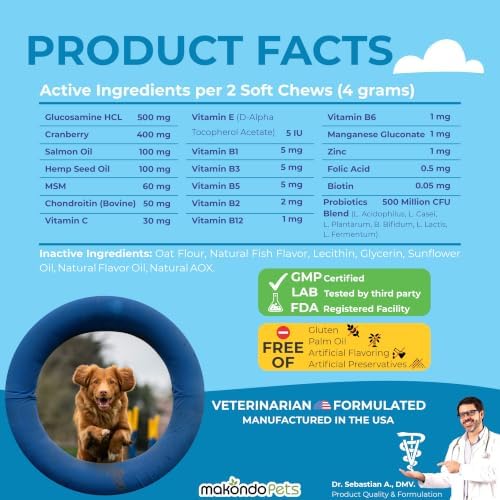Multivitamin for Dogs 12 in 1 Soft Chews (120ct) Dog Multivitamins Chews | Probiotics Digestive Enzymes, Hip and Joint Support, Skin and Coat Health, Immune Defense, Gut & Cranberry Urinary Care