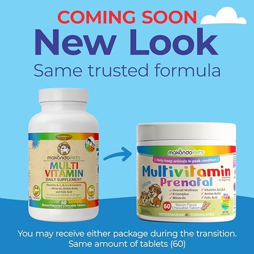 Dog Prenatal Vitamins – Multivitamin for Dogs and Cats 60 Tabs Supplement | Vitamin for Cats & Dogs, Folic Acid, Calcium, Iron, Minerals. Pregnant & Newborn Puppies, Senior Dog Support, Puppy Vitamin