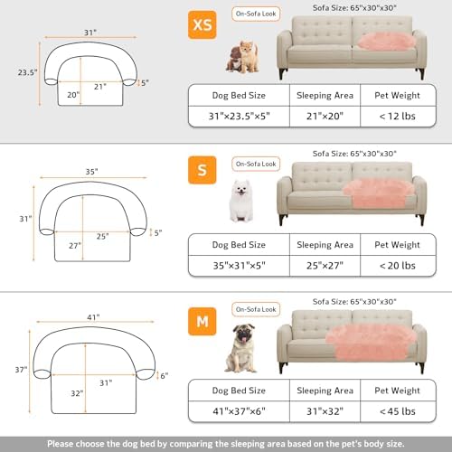 GGIB Calming Dog Bed Fluffy Plush Dog Mat for Furniture Protector with Removable Washable Cover for Large Medium Small Dogs and Cats (XS (31"x23.5"x5"), Pink)