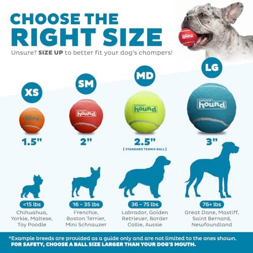 Outward Hound Squeaker Ballz Tennis Ball Dog Toy, Large, 3", 4-Pack | Squeaks & Bounces, Bright Colors, Interactive Fetch & Training, Indoor Outdoor, Moderate Chewers, Large Dogs (50 lbs & Over)
