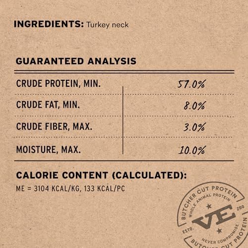 Vital Essentials Freeze-Dried Raw Turkey Neck Dog Treat & Natural Chew, 2-Pack | Single Ingredient Dog Treat for Medium Chewers | Made in USA