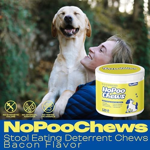 No Poo Chews for Dogs – Stop Stool Eating with Coprophagia Deterrent – Probiotic & Enzyme Soft Chews – Digestive & Breath Support – 120 Bacon-Flavored Chews