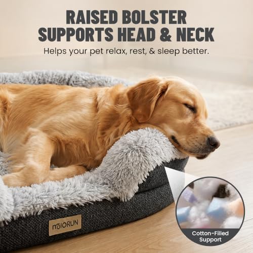 Miorun Fluffy Orthopedic Dog Beds Large Sized Dog, 48" Bolster Sofa Bed