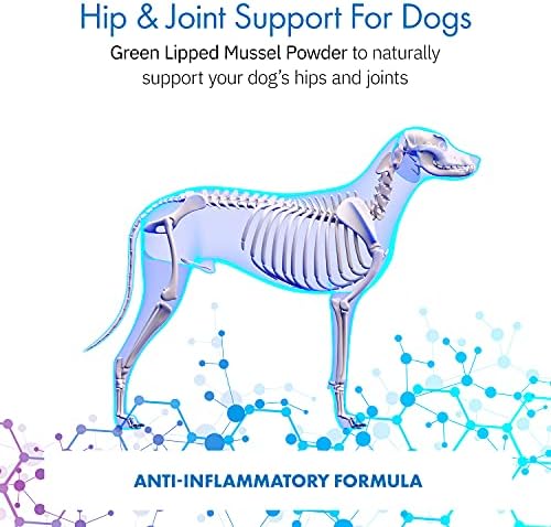 Green Lipped Mussel Powder for Dogs, All-Natural Hip & Joint Support Dietary Supplement Formula for Dogs (120 Servings)