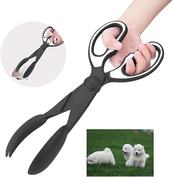 Hozee Dog Pooper Scooper, Dog Pooper Cleaner Tongs Hold Design Poop Scooper Poo Grabber Picker Flexible with Three Bright Colors for Cleaning Poo(Black)
