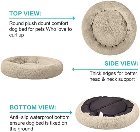 SAVFOX Calming Donut Dog Bed, 54", Beige