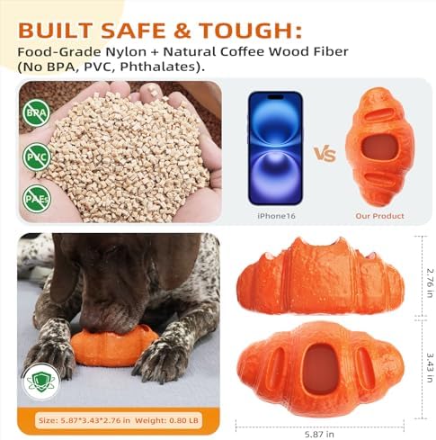2pack Durable Frozen Dog Chew Toy for Aggressive Chewers | Interactive Treat Dispensing, Crate Training & Anxiety Relief, Food-Grade Nylon, Coffee Wood Fiber, Easy to Clean