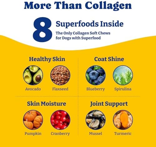 Collagen for Dogs - Dog Collagen Soft Chews for Hip, Joint, Skin & Coat + Probiotics for Dogs, Immune Support Supplement