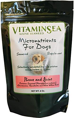 VITAMINSEA Micronutrients for Dogs | Dried Norwegian Kelp Seaweed Supplement | All Natural Food Additives | Rockweed Flakes w/Glucosamine, Chondroitin, White Willow Bark | Bone & Joint Health | 6 oz