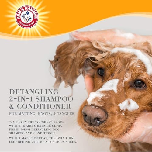 Arm & Hammer Detangling Dog Shampoo, Cucumber Prickly Pear, 16 Fl Oz, 2-Pk | 2-in-1 baking soda formula, moisturizing wash, suitable for dogs with tangled or matted coats