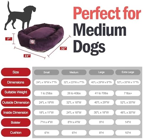Majestic Pet Micro Velvet Dog Bed 32 Inch Medium Round, Washable, Aubergine