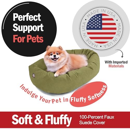 Majestic Pet Suede Calming Dog Bed, 24 Inch Small, Washable, Sage