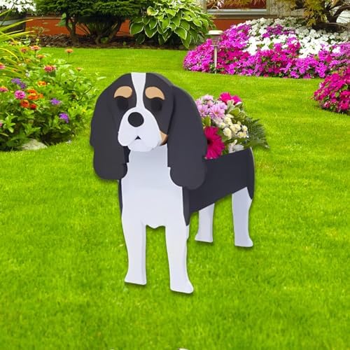 Cavalier King Dog Planter Pots, Animal Shaped Flower Pot