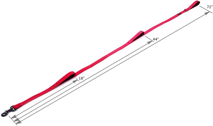Max and Neo Triple Handle Traffic Dog Leash Reflective - We Donate to a Dog Rescue for Every One Sold (RED)
