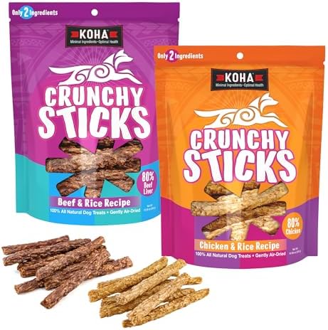 KOHA Crunchy Sticks Dog Treats Variety 2-Pack, Two Ingredients