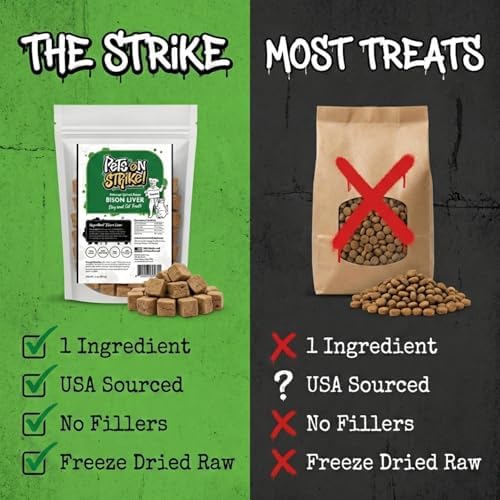 Freeze Dried Bison Liver Dog Treats, USA Made, 3oz