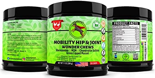 Advanced Hemp Hip and Joint Supplement for Dogs Hemp Oil Glucosamine Chondroitin for Dog Omegas Turmeric MSM Green Lipped Mussel Made in USA Treats Support Mobility 120 Chews