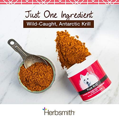 Herbsmith Pure Krill - Wild-Caught Antarctic Krill - Just 1 Ingredient - Astaxanthin for Dogs - Ready-to-Use Omega 3s – Alternative to Krill Oil for Dogs - 75g