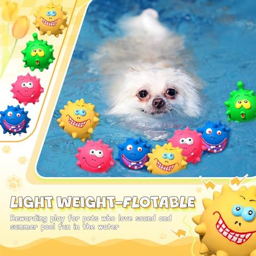 Foilswirl 24 Pcs 2.95'' Expression Squeaky Dog Toys Latex Soft Interactive Squeaky Ball for Large Medium Small Dogs Pets Chewing Teething Fetching Playing Training, 4 Styles