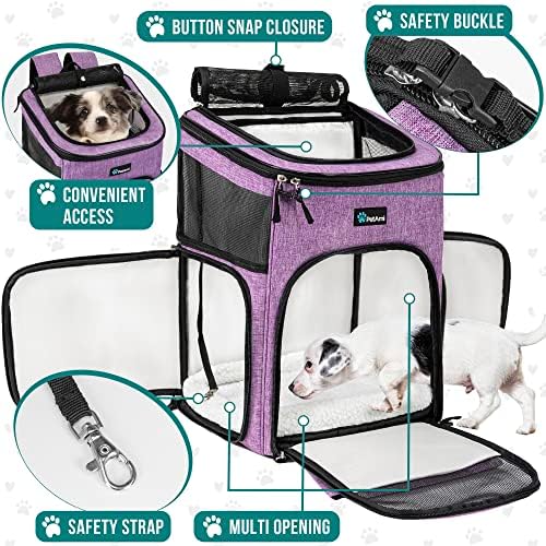 PetAmi Dog Backpack Carrier, Airline Approved, 4-Way Entry, Purple