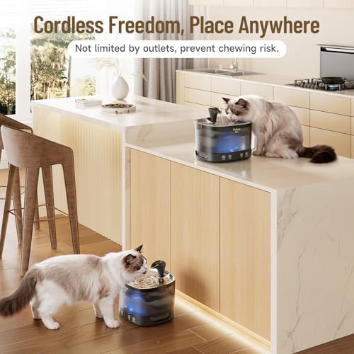 Veken 85oz/2.5L Cordless Cat Water Fountain for Cats, 85oz, Black