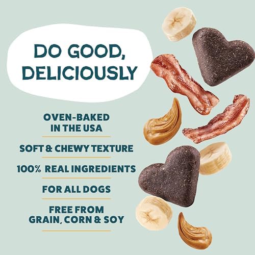 Shameless Pets Soft-Baked Dog Treats, Bananas for Bacon | Healthy Treats for Small, Medium & Large Dogs | Skin & Coat Support with Omega-3 & Omega-6 | Grain-Free, Made in USA | 6 oz