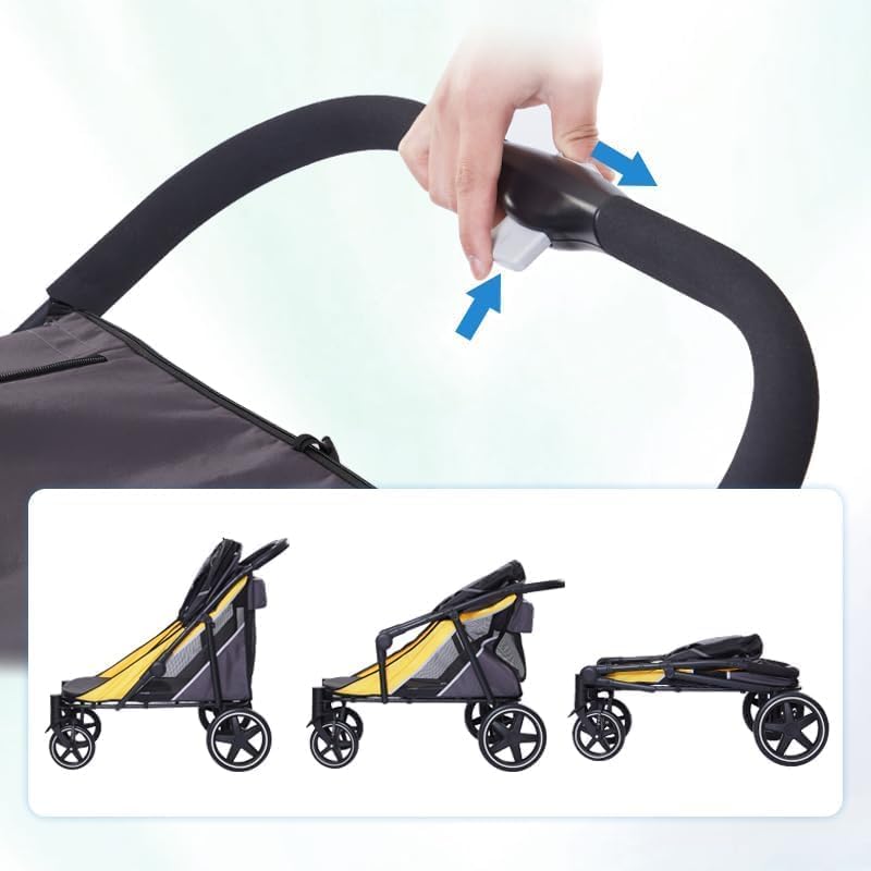 Large Dog Stroller - Green-Yellow, up to 88lbs, 4-Wheel All-Terrain