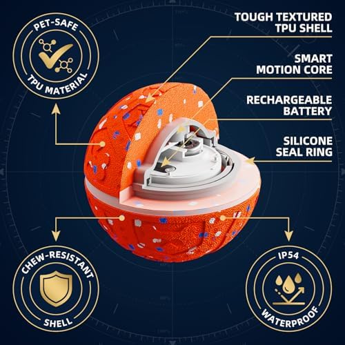 Interactive Dog Ball Toy[Newly Upgraded], 3 Modes, Sound & Vibration, USB-C | Durable E-TPU, Colorful LED Lights, Sound & Vibration, 30-Min USB-C Charging, Up to 1d Playtime, IP7 Water Resistance