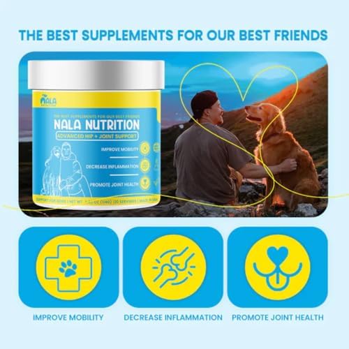 Dog Hip and Joint Supplement - with Vitamins, Glucosamine and Chondroitin | Pet Joint Supplement for Mobility and Health | 120 Scoops