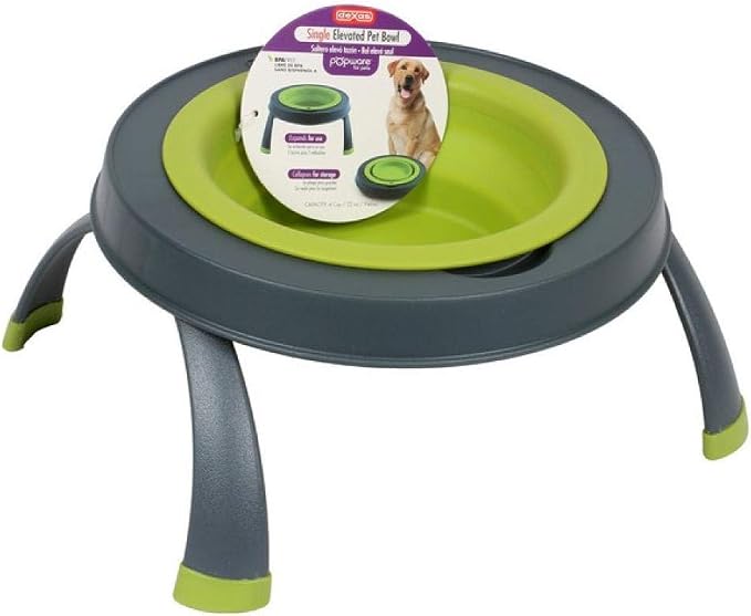 Dexas Popware for Pets Single Elevated Pet Feeder, Small, Gray/Blue