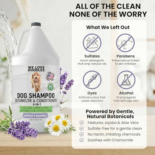 Dog Shampoo Gallon Size, Cleans, Conditions & Detangles, Lavender, 128OZ