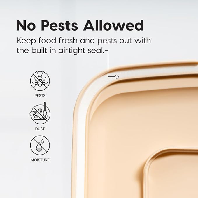 IRIS USA Dog Food Storage Container, Up to 40lbs, Almond