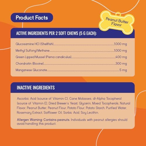 PupGrade Joint Support for Dogs, Peanut Butter Flavor - 60 Soft Chews