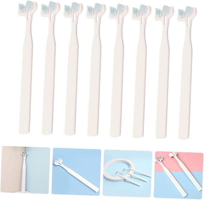 8pcs Household Pet Toothbrush Double Bristle Heads for Comfortable Dog and Cat Oral Care Soft Brush Heads for Deep Pets Teeth