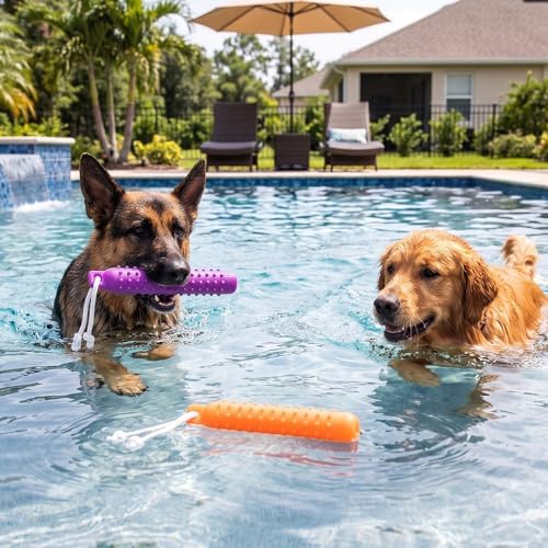 Dog Water Toys, 2 Pack Floating Bumper Fetch Toy Dummy | Interactive Retrieving Training Float Pet Rope Toy for Pool, Lake Outdoor Small Medium Large Dogs