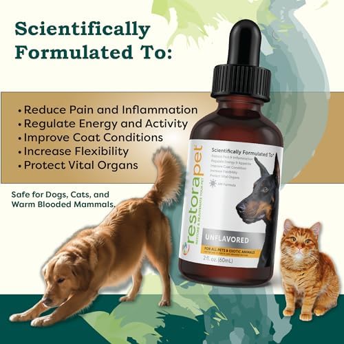 RestoraPet 2-Pack Dog & Cat Unflavored Liquid Multivitamin | Dog Arthritis Pain Relief | Hip&Joint Vitamins for Dogs | Anti Inflammatory Supplement for Dogs & Cats | Organic & Non-GMO, Vet Approved