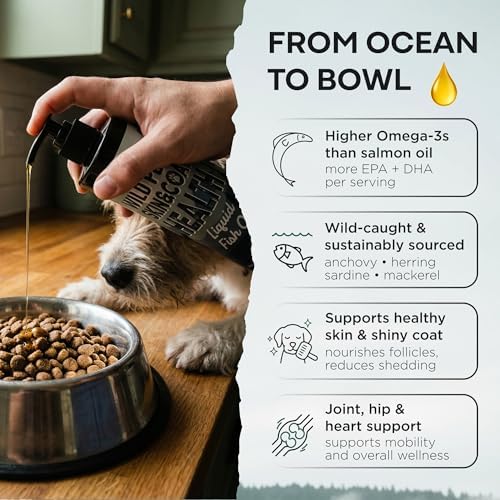 Wild Dog Fish Oil - Premium Multi-Fish Blend for Skin & Coat Health - More Potent Than Salmon Oil for Dogs - 1437mg of Omega 3 for Dogs - EPA & DHA – 8 fl oz Pump
