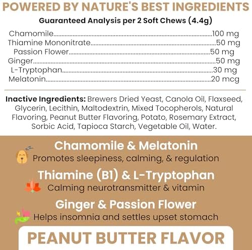 Calming Chews for Dogs - 30 Anxiety Relief Treats - Peanut Butter
