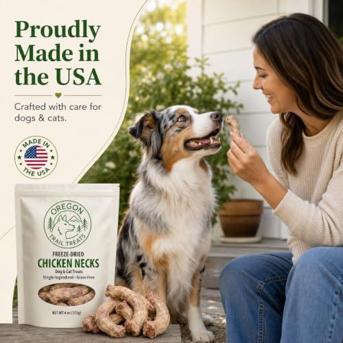 Oregon Trail Treats Freeze-Dried Chicken Necks Dog Treats - Single Ingredient 4 oz