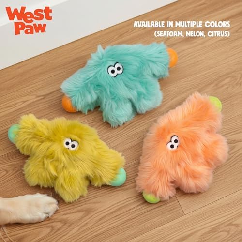 WEST PAW Rowdies Helga Durable Plush Dog Toy with Reinforced Seams Chew Resistant HardyTex Fabric and Interactive Squeaker for Safe Indoor and Outdoor Playtime Bundle for Dogs - Citrus