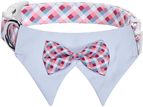 Blueberry Pet Timeless Multicolor Scottish Tartan Adjustable Dog Bandana Collar with Bow Tie, Small, Neck 12"-16"