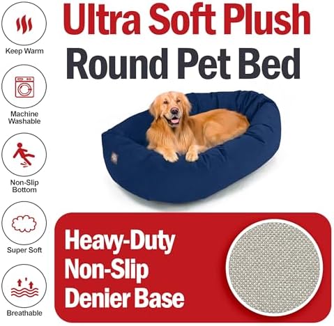 Majestic Pet Suede Calming Dog Bed, 40 Inch Large, Washable, Navy