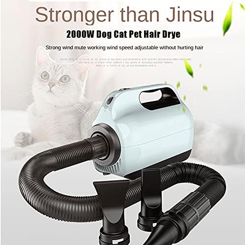 Pet Dog Hair Dryer, Anion High Velocity Stepless Adjustable Speed Dog Grooming Dryer Blower, Adjustable Three Temperatures, Low-Noise
