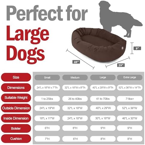 Majestic Pet Suede Calming Dog Bed, 40 Inch Large, Washable, Chocolate