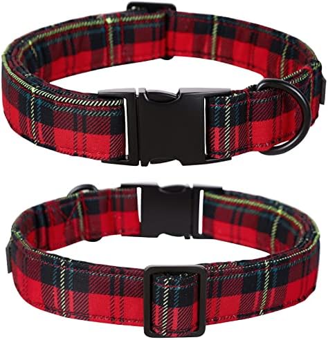 Lionet Paws Christmas Dog Collar with Felt Flower, Dog Flower Collar with Metal Buckle for Dogs, Adjustable Comfortable Dogs Collars Girl, XL, Neck 16-26 in