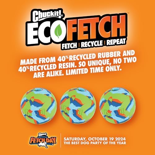 Chuckit! EcoFetch Fetch Ball Dog Toy, Medium (2.5 Inch Diameter) Pack of 1, for Breeds 20-60 lbs