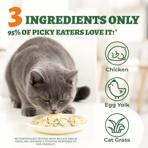 Wellix 14.1oz Freeze Dried Cat Grass Topper for Cats & Dogs