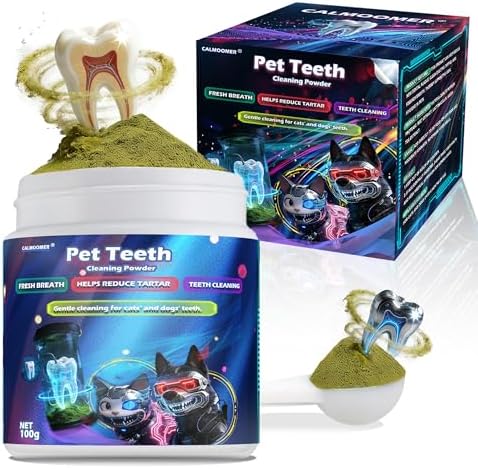Dog Teeth Cleaning Powder, Pet Dental Powder with Probiotics - Tartar & Plaque Remover, Freshens Bad Breath - 100g