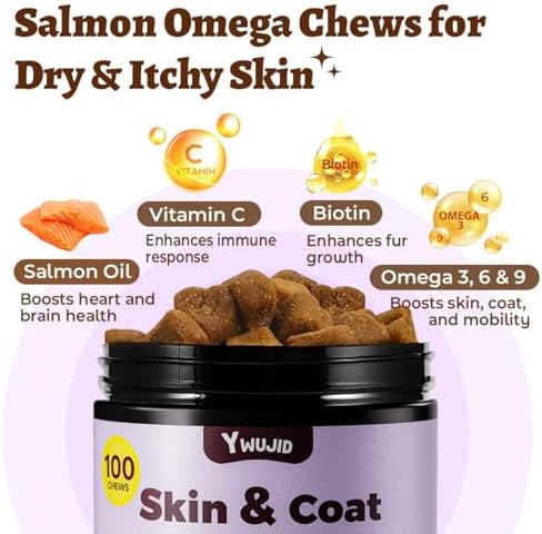 Salmon Oil Skin&Coat Supplement for Dogs-Omega 3 Fish Oil
